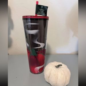 NWT Starbucks 2023 Fall Halloween Pumpkin Smoke Camera flash Activated Tumbler